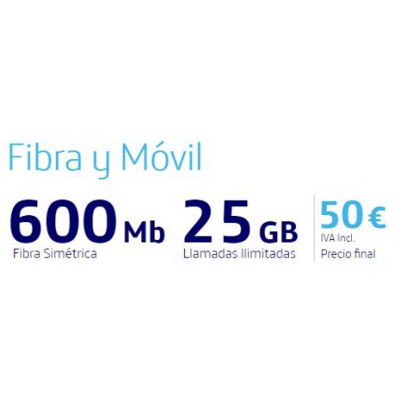 O2 - Fibra 600MB + Fijo con llamadas ilimitadas a fijo y a móvil + Línea con llamadas ilimitadas y 25GB